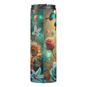 Whimsical Elephant in der Fantasie der Blumen Thermosbecher (Rückseite)