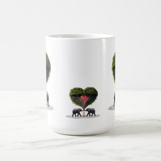 Whimsical Elephant Love Tree 15oz Mug Kaffeetasse (Mittel)