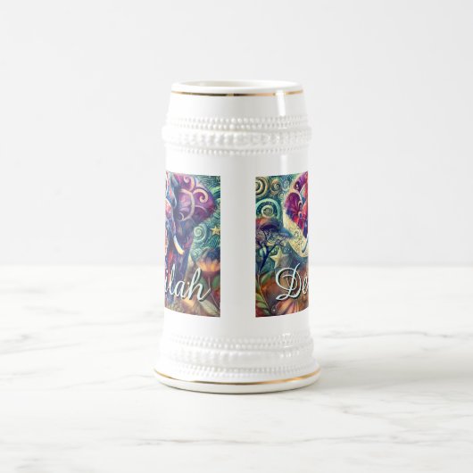 Whimsical Elephant Night Stars Moon Personalisiert Bierglas (Mittel)