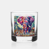 Whimsical Elephant Night Stars Moon Personalisiert Whiskyglas (Rückseite)