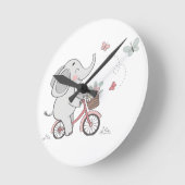 Whimsical Elephant Ride Bike - Kids Animal Design Runde Wanduhr (Winkel)