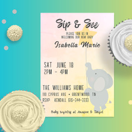 Whimsical Elephant Sip & See Einladung