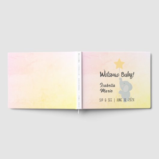 Whimsical Elephant Sip & See Party Gästebuch (Voll)