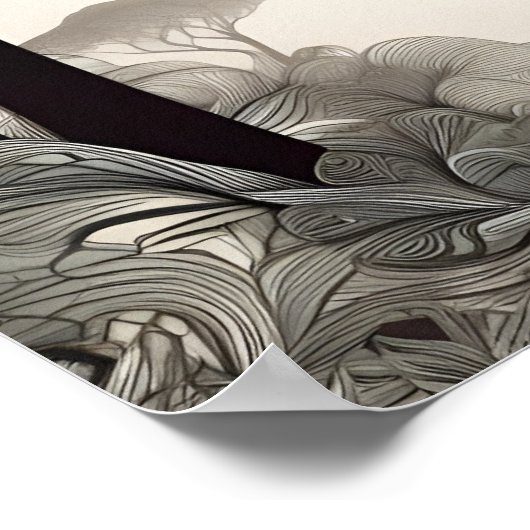 Whimsical Elephant Sketch - Schwarz & Weiß mit ein Poster (Ecke)