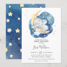 Whimsical Elephant Twinkle Star Baby Shower Boy