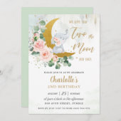 Whimsical Elephant Two the Moon 2. Geburtstag Einladung (Vorne/Hinten)