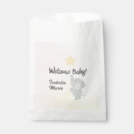 Whimsical Elephant Welcome Baby Geschenktütchen (Vorderseite)