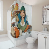 Whimsical Elf Among Gift Bags Duschvorhang (Beispiel)