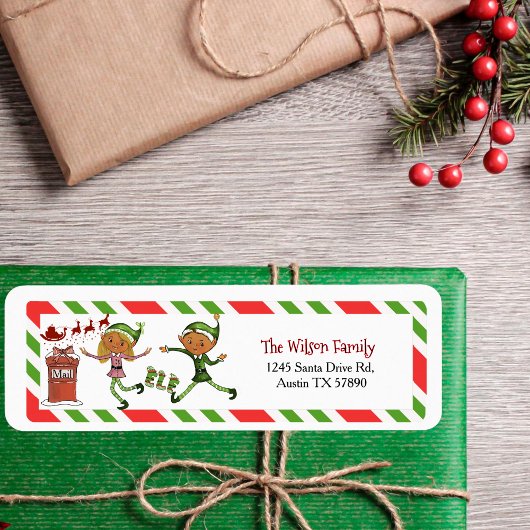 Whimsical Elf Boy Girl Christmas Return Address