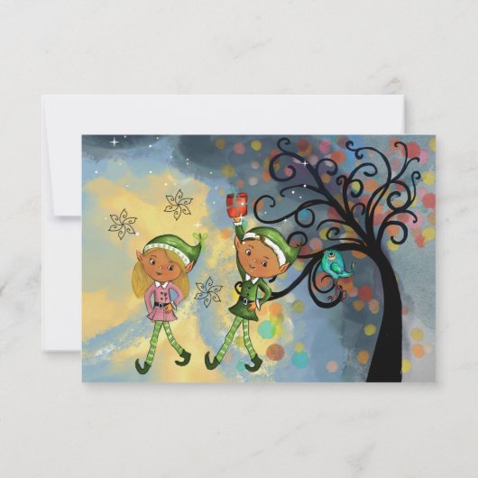 Whimsical Elf Gender Reveal Baby Shower Custom Dankeskarte (Rückseite)