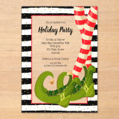 Whimsical Elf Legs Holiday Christmas Party Acryleinladungen (Vorderseite)
