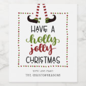 Whimsical Elf Legs Holly Jolly Weihnachten Weinetikett (Einzelnes Label)