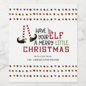 Whimsical Elf Legs Merry Little Christmas Weinetikett (Einzelnes Label)