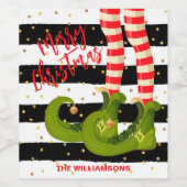Whimsical Elf Legs Weihnachten Weinetikett (Einzelnes Label)