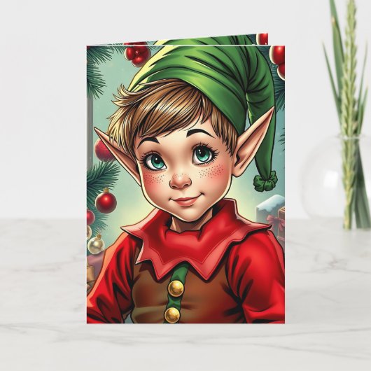 Whimsical Elf | Personalized Christmas Karte (Vorderseite)