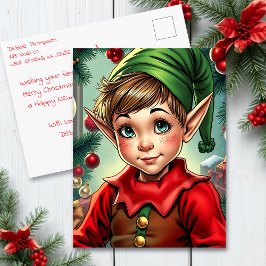 Whimsical Elf | Personalized Christmas Postkarte