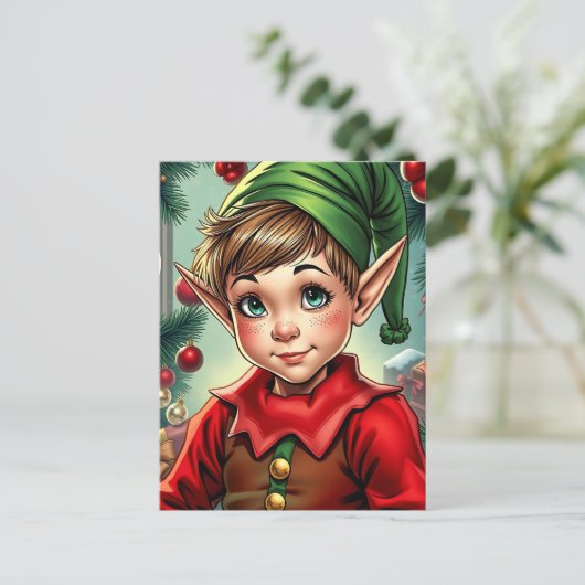 Whimsical Elf | Personalized Christmas Postkarte (Stehend Vorderseite)