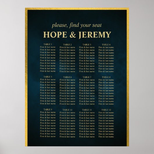 Whimsical Emerald Gold Fairy Wedding Seating Chart Poster (Vorne)