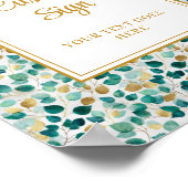 Whimsical Emerald Green Gold Eucalyptus Wedding Poster (Ecke)