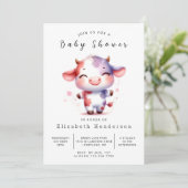Whimsical Enchanted Cow Baby Dusche Einladung (Stehend Vorderseite)
