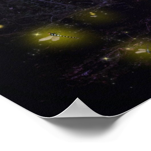 Whimsical Enchanted Forest Firefly Fairy House Poster (Ecke)