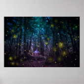 Whimsical Enchanted Forest Firefly Fairy House Poster (Vorne)