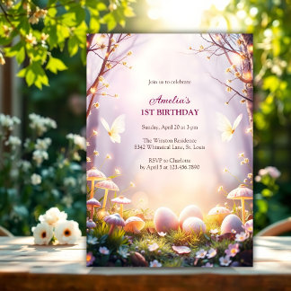 Whimsical Enchanted Forest Oaster Geburtstagsparty Einladung