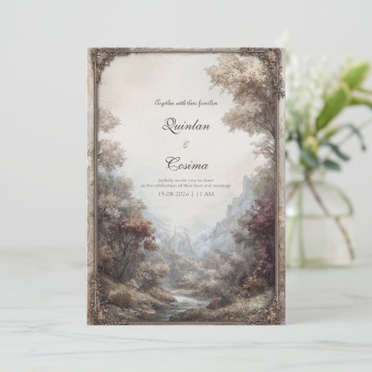 Whimsical Enchanted Forest Wedding Einladung (Stehend Vorderseite)