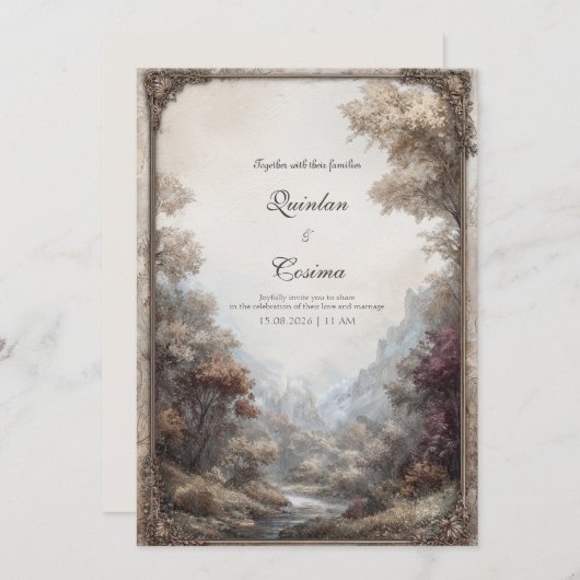 Whimsical Enchanted Forest Wedding Einladung (Vorne/Hinten)