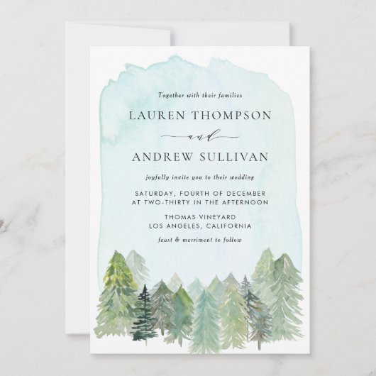 Whimsical Enchanted Forest Woodland Hochzeit Einladung (Vorderseite)
