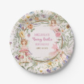 Whimsical Enchanted Garden Fairy First Birthday Pappteller (Vorderseite)