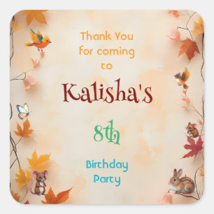 Whimsical Encnhanhanted Herbstwald Vielen Dank Quadratischer Aufkleber