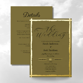 Whimsical erdgetönte Sage Golden Classy Wedding Folieneinladung