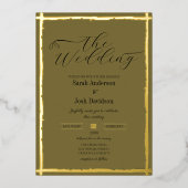 Whimsical erdgetönte Sage Golden Classy Wedding Folieneinladung (Vorderseite)