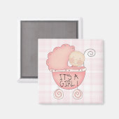 Whimsical Es ist ein Mädchen! Pink Baby Buggy Magnet (Vorderseite/Rückseite)