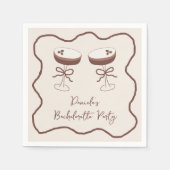 Whimsical Espresso Martini Hand Drawn Bachelorette Serviette (Vorderseite)