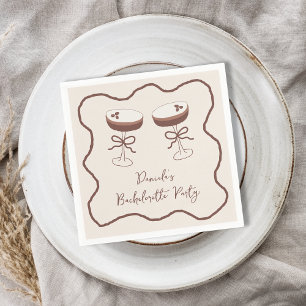 Whimsical Espresso Martini Hand Drawn Bachelorette Serviette