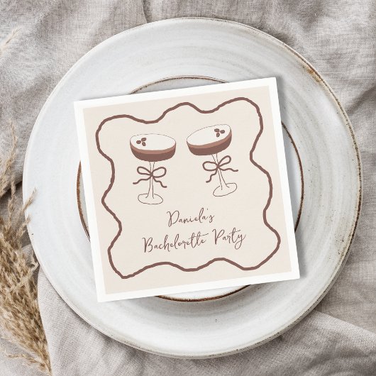 Whimsical Espresso Martini Hand Drawn Bachelorette Serviette
