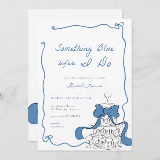 Whimsical Etwas Blue Bridal Dusche Einladung (Vorne/Hinten)