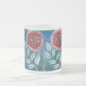 Whimsical-Expressionist-Rote-Rose-Teal-Blätter-Kaf Mattglastasse (Mittel)