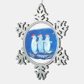Whimsical Extravagant Beluga Whales Trio Christmas Schneeflocken Zinn-Ornament (Rechts)