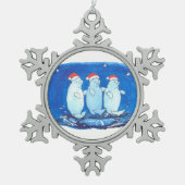 Whimsical Extravagant Beluga Whales Trio Christmas Schneeflocken Zinn-Ornament (Vorderseite)