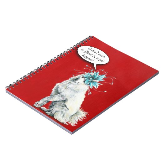 Whimsical Extravagant White Dog Notebook Notizblock (Linke Seite)