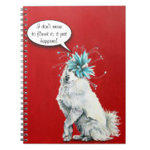 Whimsical Extravagant White Dog Notebook