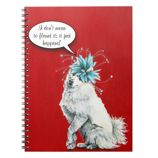 Whimsical Extravagant White Dog Notebook Notizblock (Vorderseite)