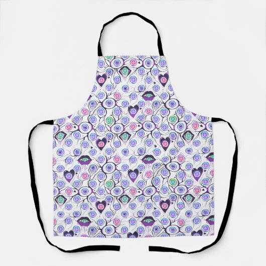 Whimsical Eye and Heart Pattern All-Over Print Apr Schürze (Vorderseite)