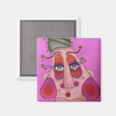 Whimsical Face Square Magnet (Vorderseite/Rückseite)