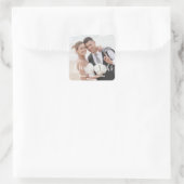 Whimsical Faded Foto Calligraphy Wedding Quadratischer Aufkleber (Tasche)