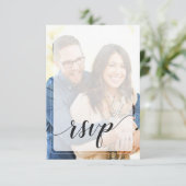 Whimsical Faded Foto Calligraphy Wedding RSVP Karte (Stehend Vorderseite)