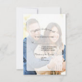 Whimsical Faded Foto Calligraphy Wedding RSVP Karte (Rückseite)